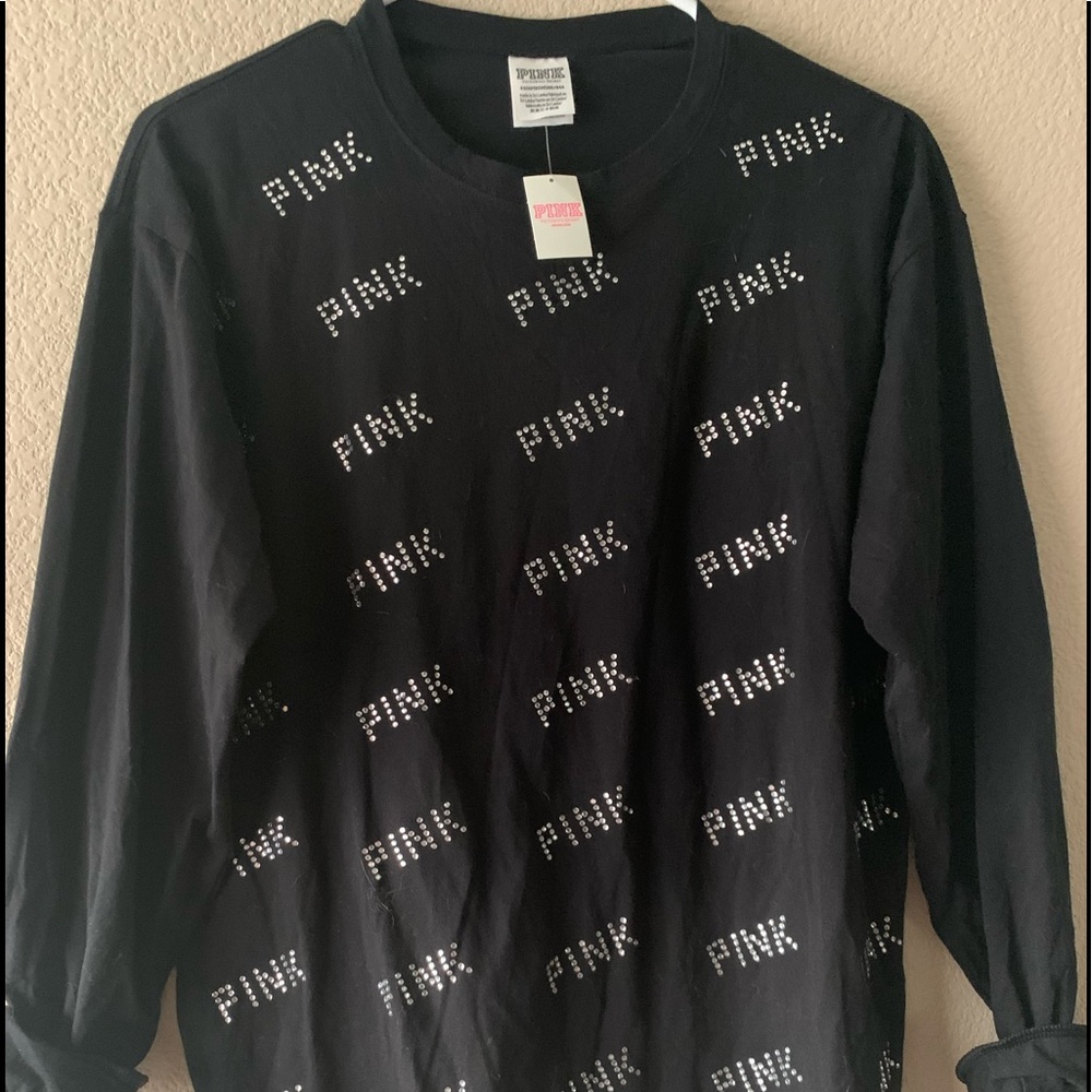 Victoria Secret PINK Black Rhinestone Tee